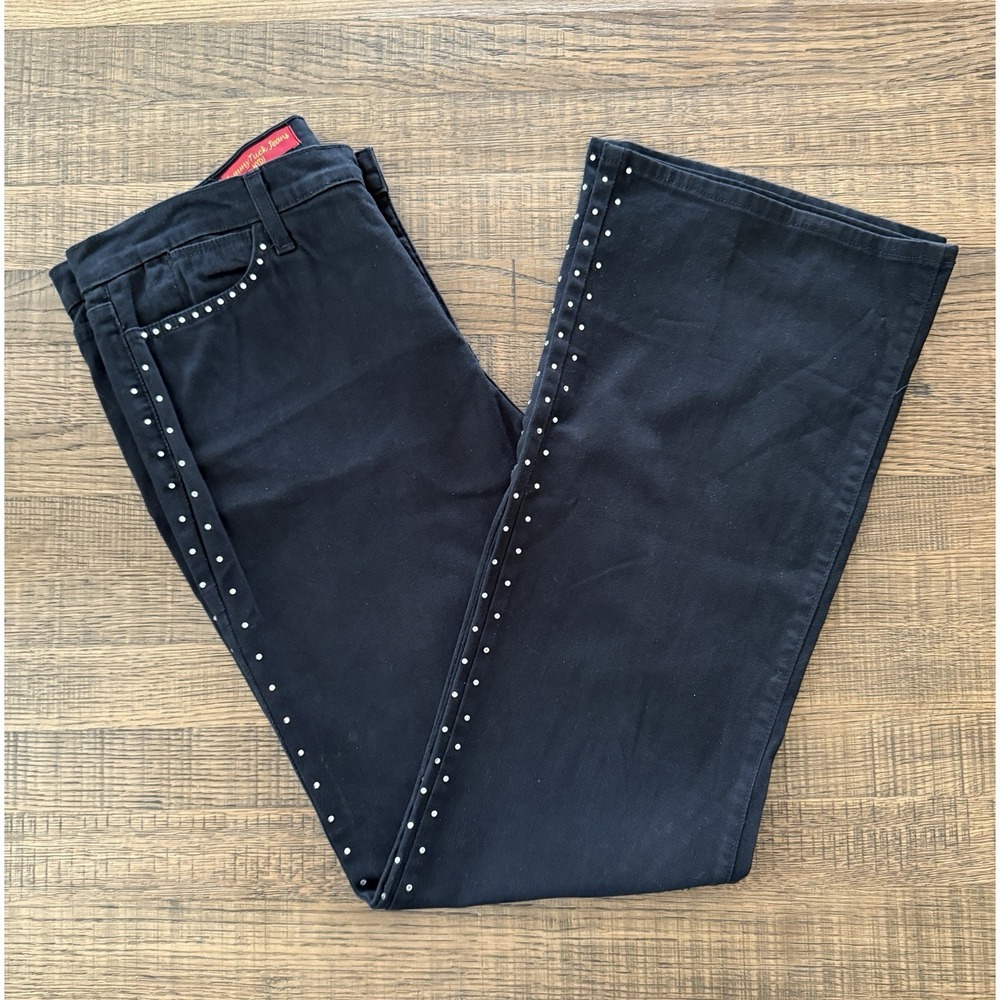 NYDJ Women's 14 Black Studded Bootcut Jeans Lift Tuck NWOT Snazzy Fun